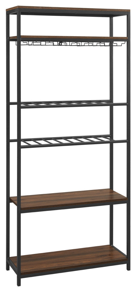69" Wine Bottle and Stemware Storage Shelf - Dark Walnut