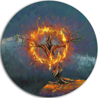 God In The Burning Bush, Landscape Disc Metal Artwork, 36"