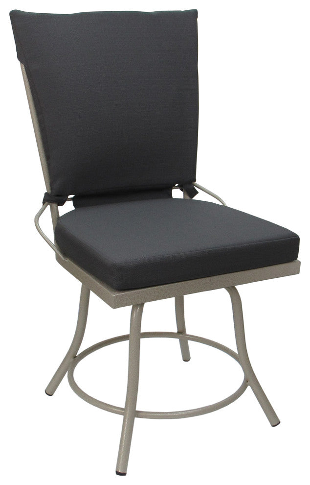 Outdoor/Indoor Patio Swivel Dining Chair Jamey Without Arms, Dark Gray Linen - Beige