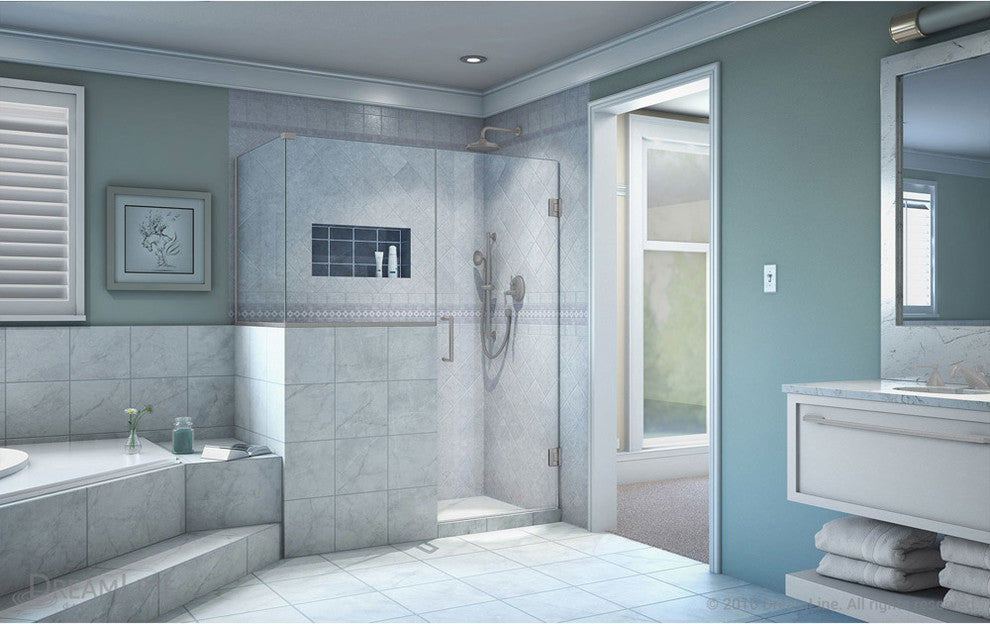 Unidoor Plus 54"x30.38" Shower Enclosure, Chrome