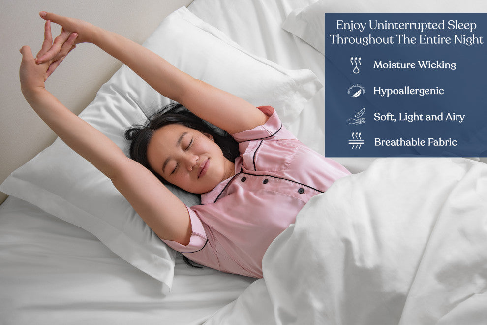 Delara GOTS 100% Organic Cotton Pillowcase Set of 2 400TC, White, King, 21"x36"
