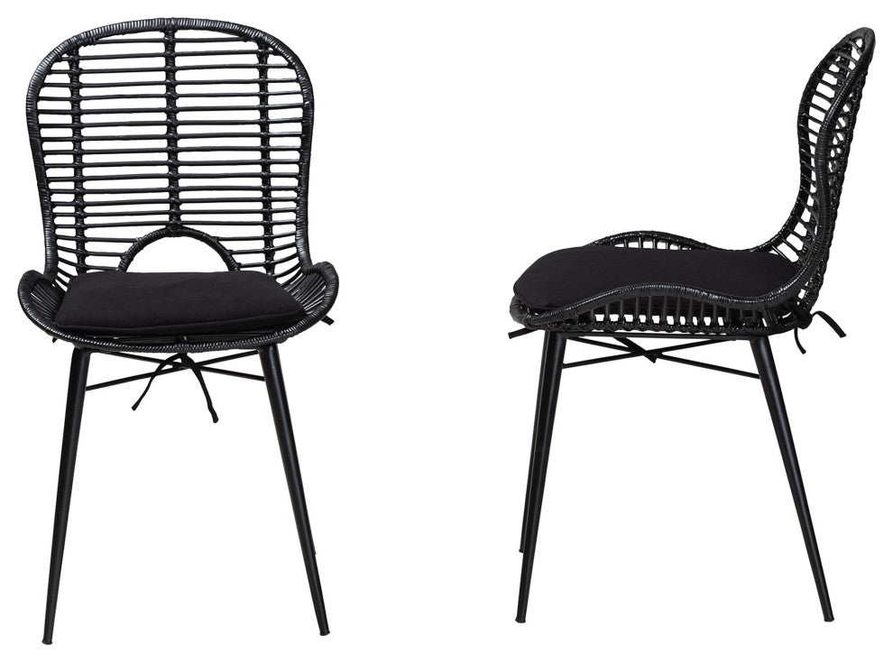 Sheryl Rattan Dining Chairs, Set of 2, Black