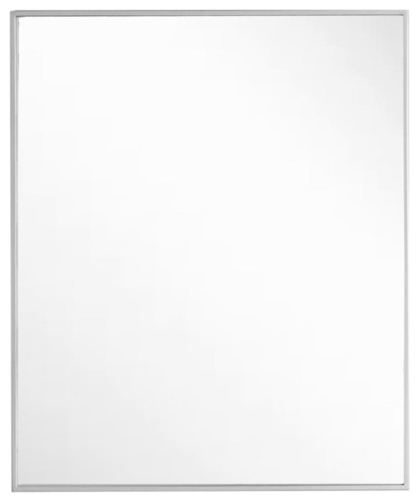 Rectangular Metal Frame Mirror, Brushed Silver