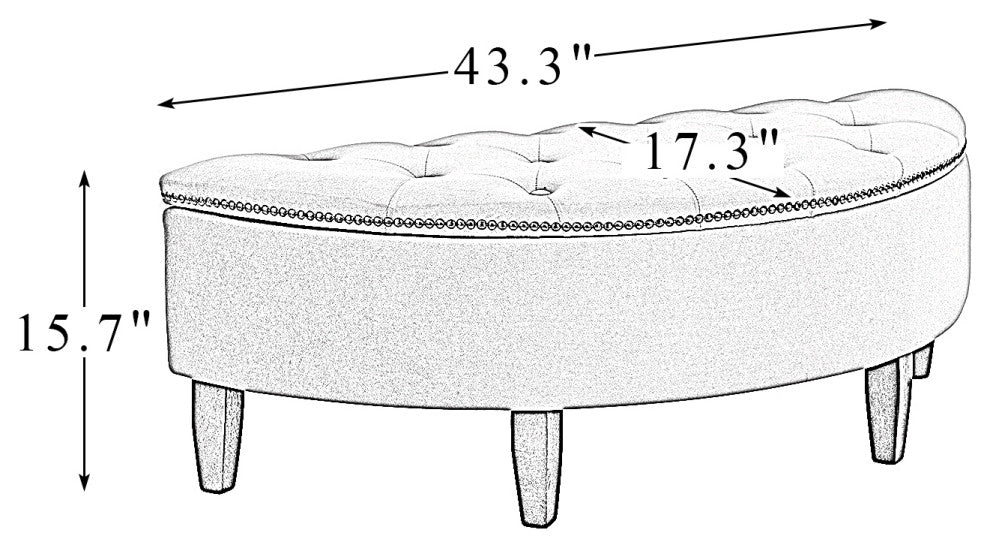 Alina 43.3"W Bedroom Bench, Ivory