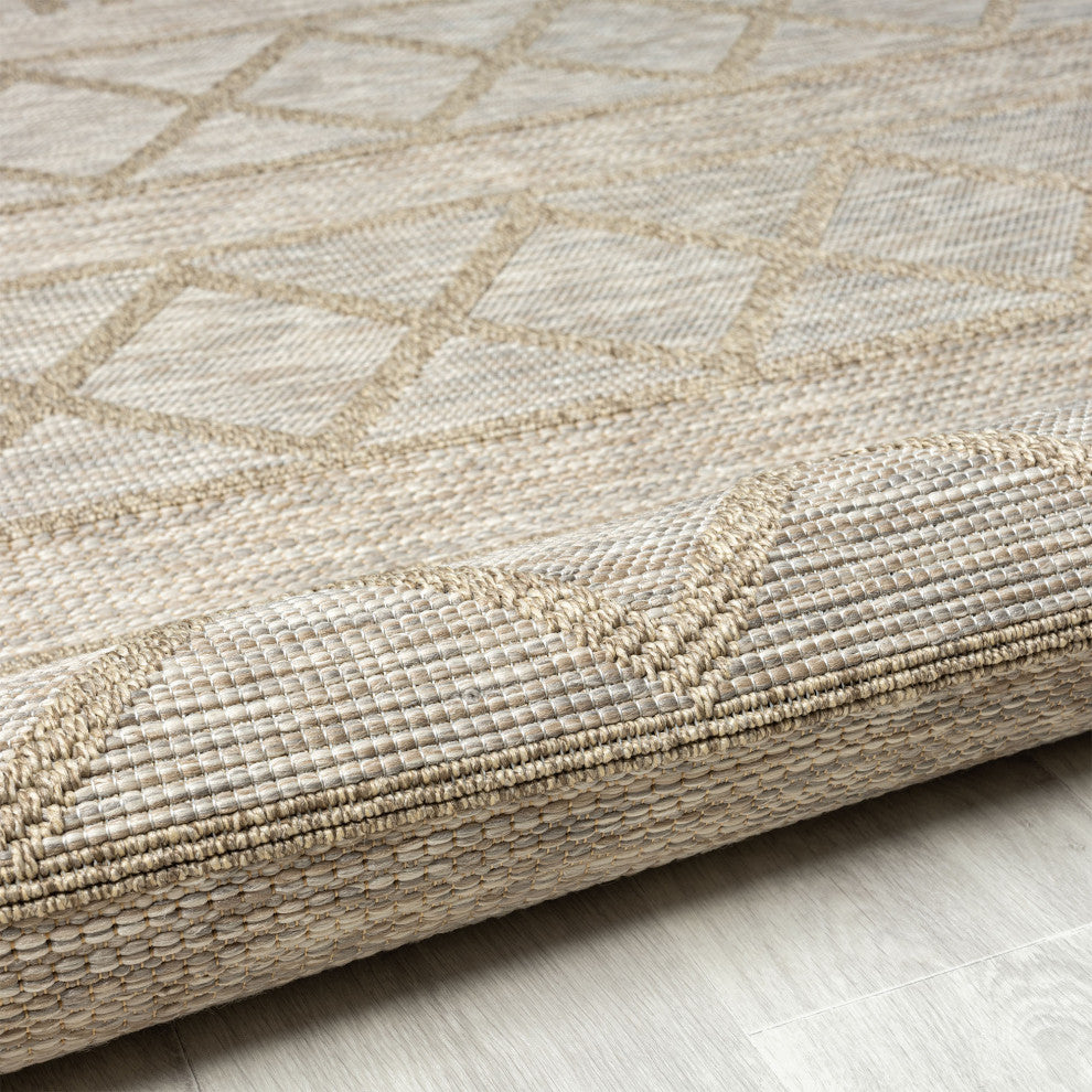 Paolo Contemporary Diamond Brown Indoor Outdoor Area Rug, 5' x 7'