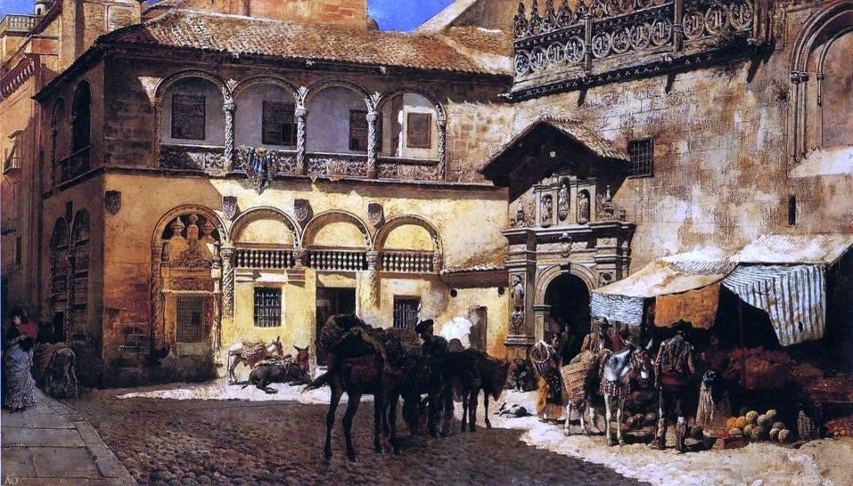 Edwin Lord Weeks Market Square in Front of the Sacristy Wrapped Canvas