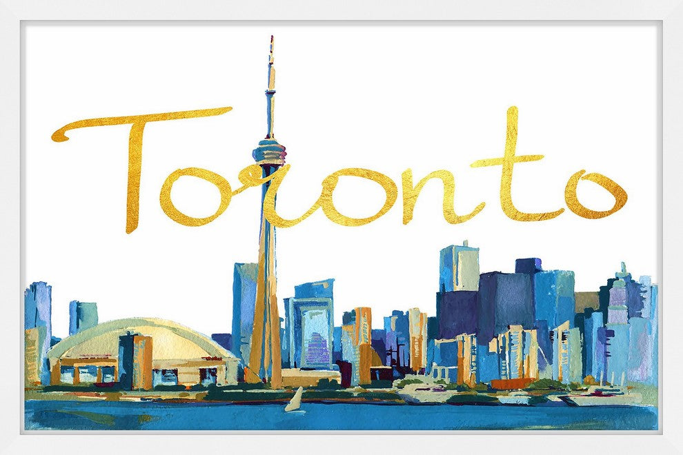"Toronto Skyline" Framed Painting Print , 18x12