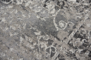 Panache Taupe Central Medallion Scroll Distress Rug, Rectangular 5'3"x7'6"