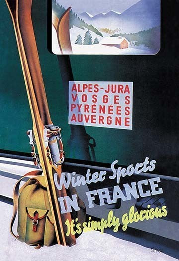 Winter Sports in France - Fine Art Giclee Print 24" x 36"
