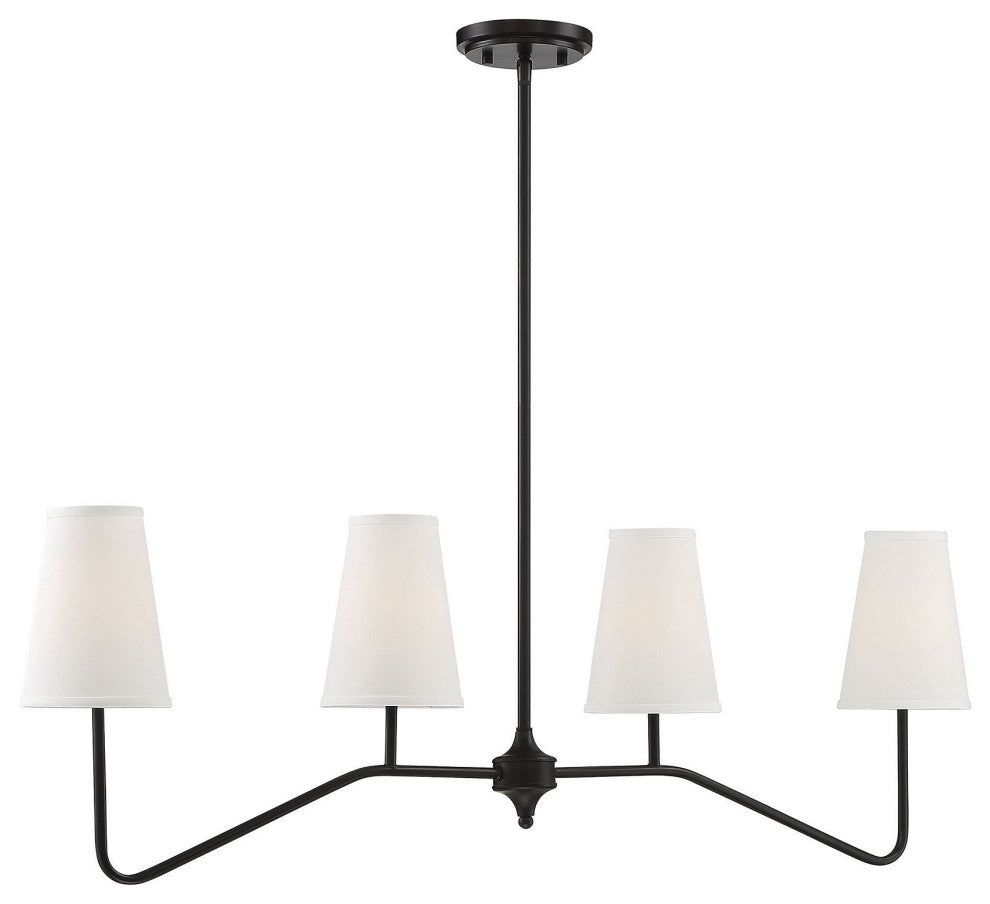 4-Light Linear Chandelier, Matte Black, Oil Rubbed Bronze