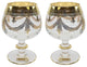Interglass Italy 2pc Luxury Crystal Glasses, Vintage Design Gold-Plated (Cognac)