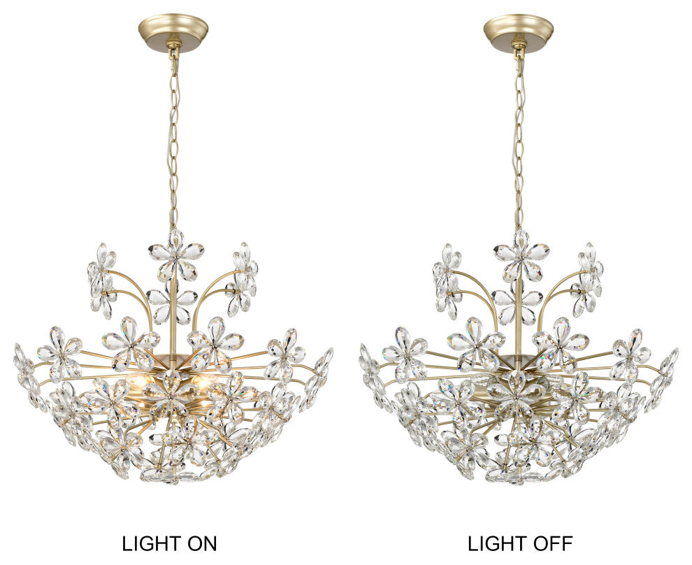Grace 6-Light Daisy Flower Crystal Large Size Chandelier