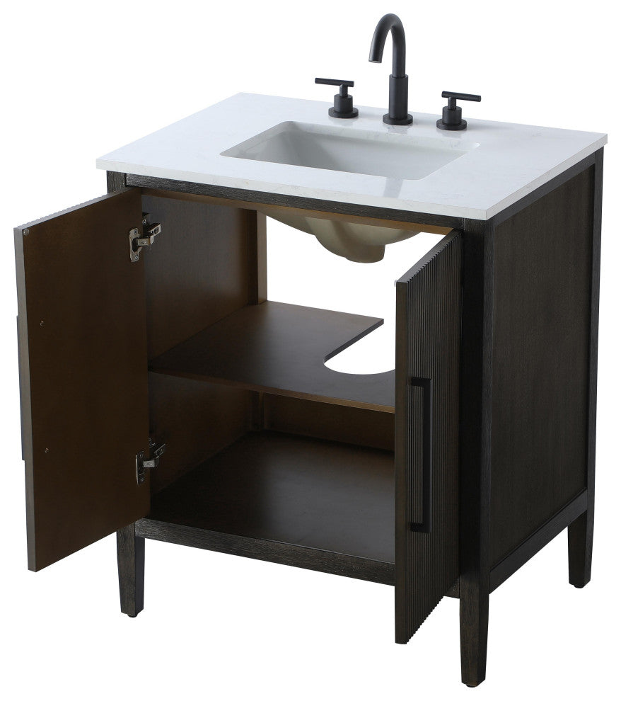 Home Living 30" Single Bathroom Vanity, Chocolate Oak