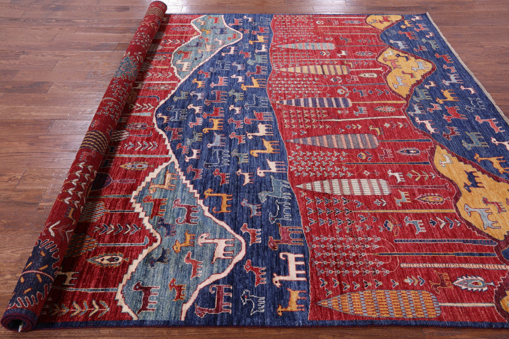 8' 3" X 9' 10" Handmade Tribal Persian Gabbeh Wool Rug Q7921
