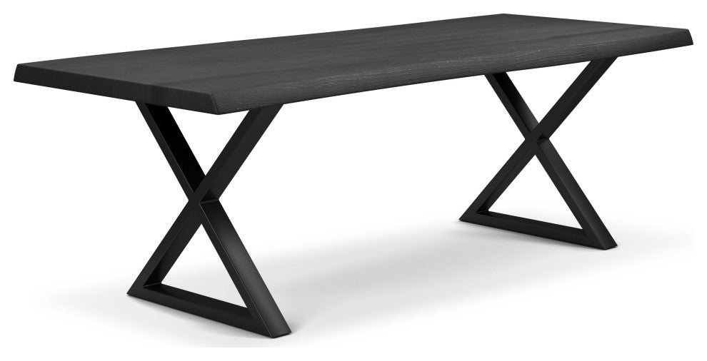 Brooks Dining Table, Ebonized, Black, 40"x92",X-Base