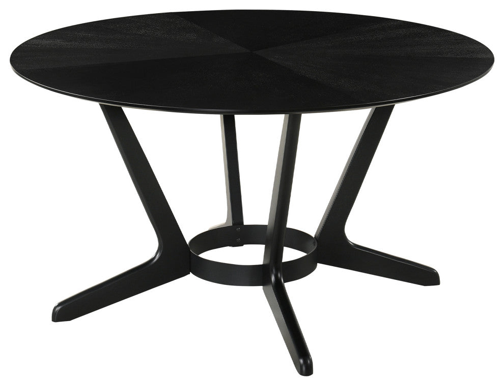Santana Round Wood Dining Table, Black Finish