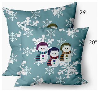 Sock Snowmen Decorative Throw Pillow, Blue-Gray, 14"x20"