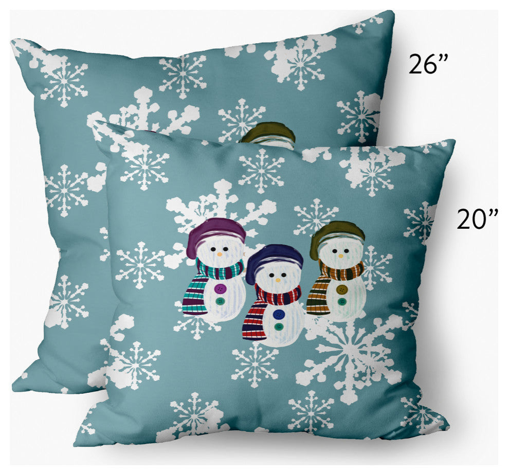 Sock Snowmen Decorative Throw Pillow, Blue-Gray, 14"x20"