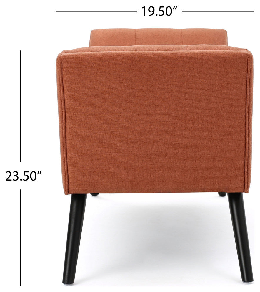 GDF Studio Madrid Tufted Fabric Ottoman Bench, Orange