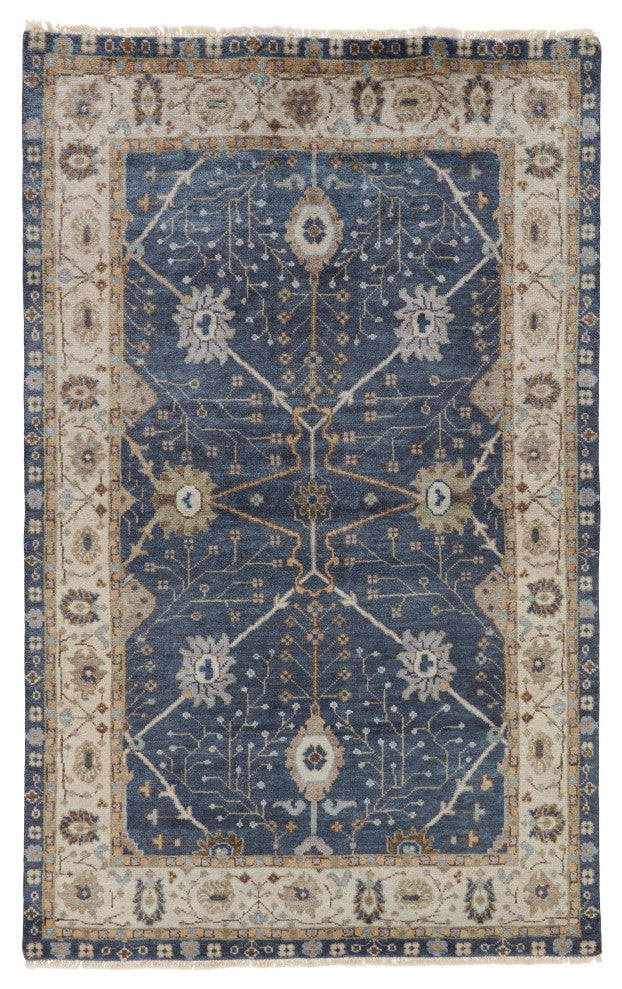 Jaipur Living Princeton Knotted Floral Dark Blue/Beige Area Rug, 5'x8'