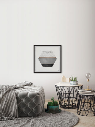 "Hexagon Marble" Framed Painting Print, 18"x18"