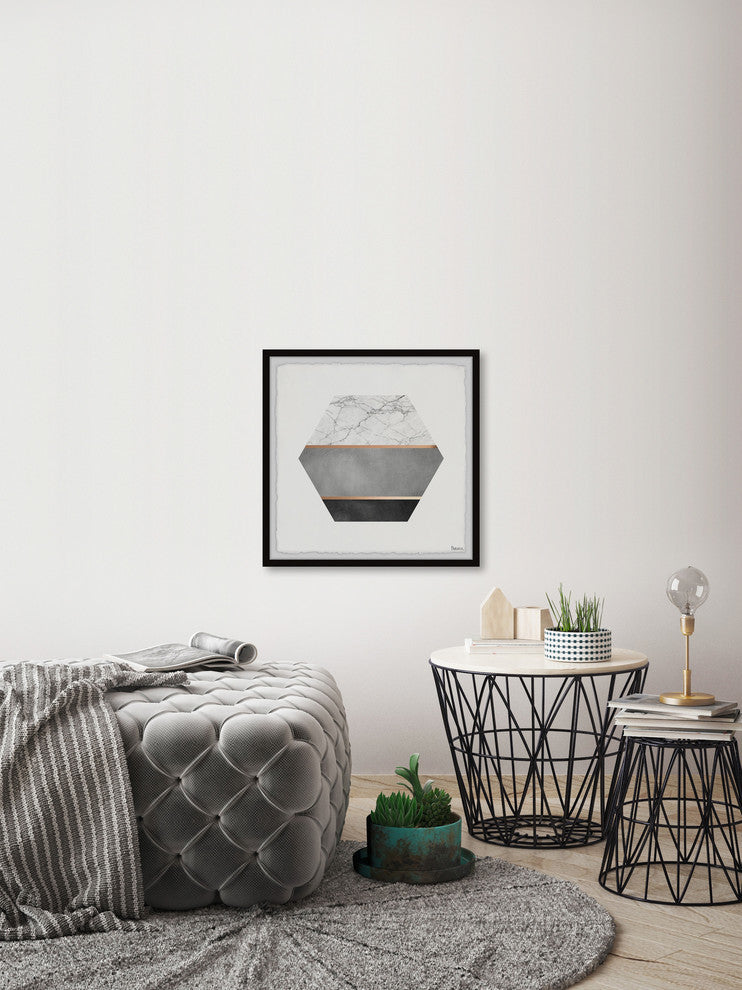 "Hexagon Marble" Framed Painting Print, 18"x18"