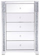 34" Silver Crystal Mirrored Five Drawer Cabinet