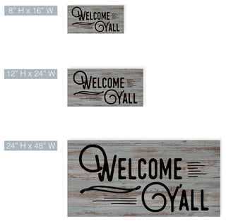Welcome Y'all' Farmhouse Wrapped Canvas Textual Wall Art