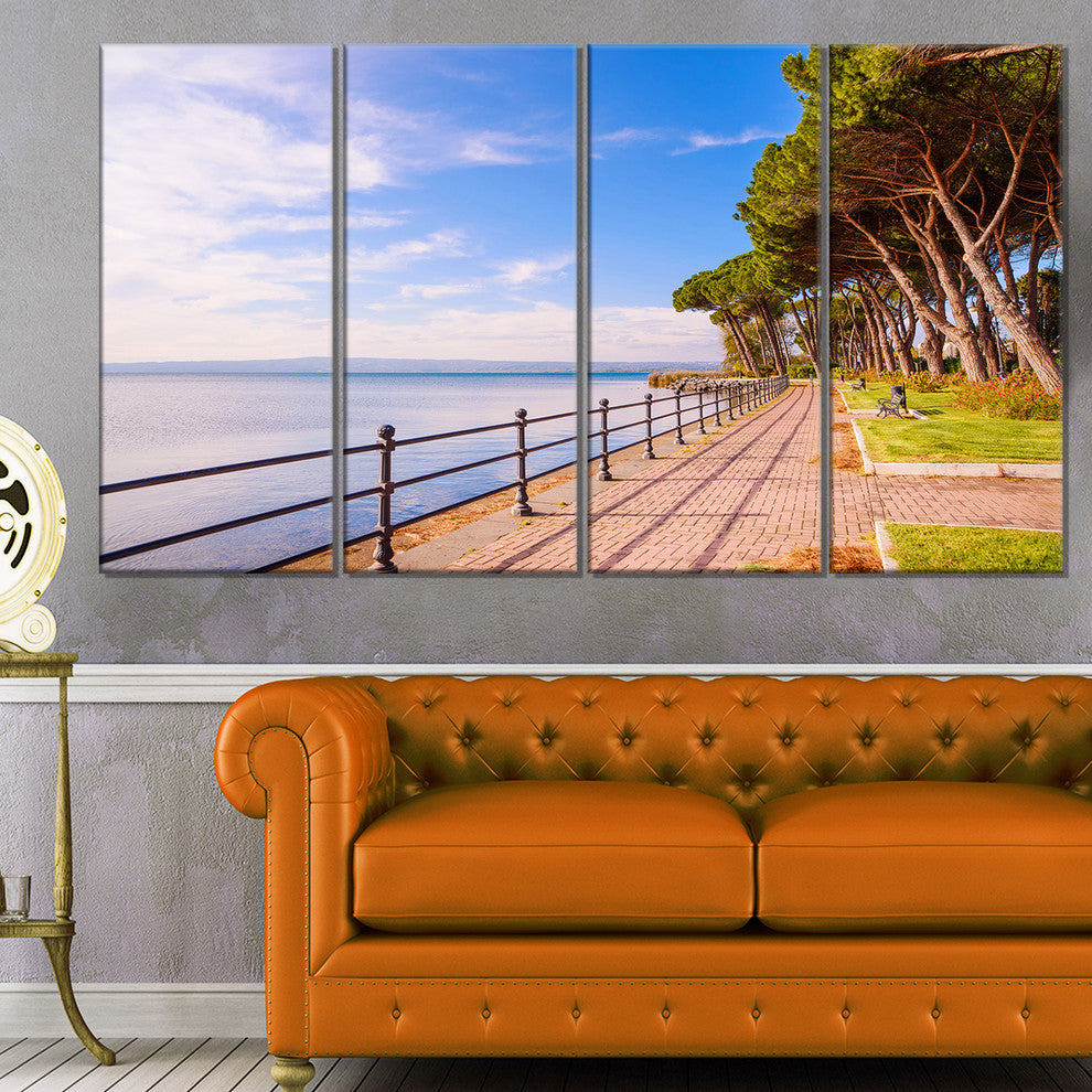 "Promenade and Pine Trees in Italy" Landscape Wall Art Print, 4 Panels, 48"x28"