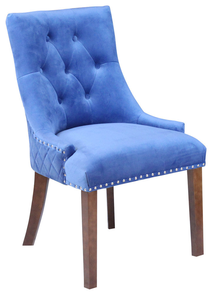 Lemele Velvet Dining Chairs, Set Of 2, Sky Blue