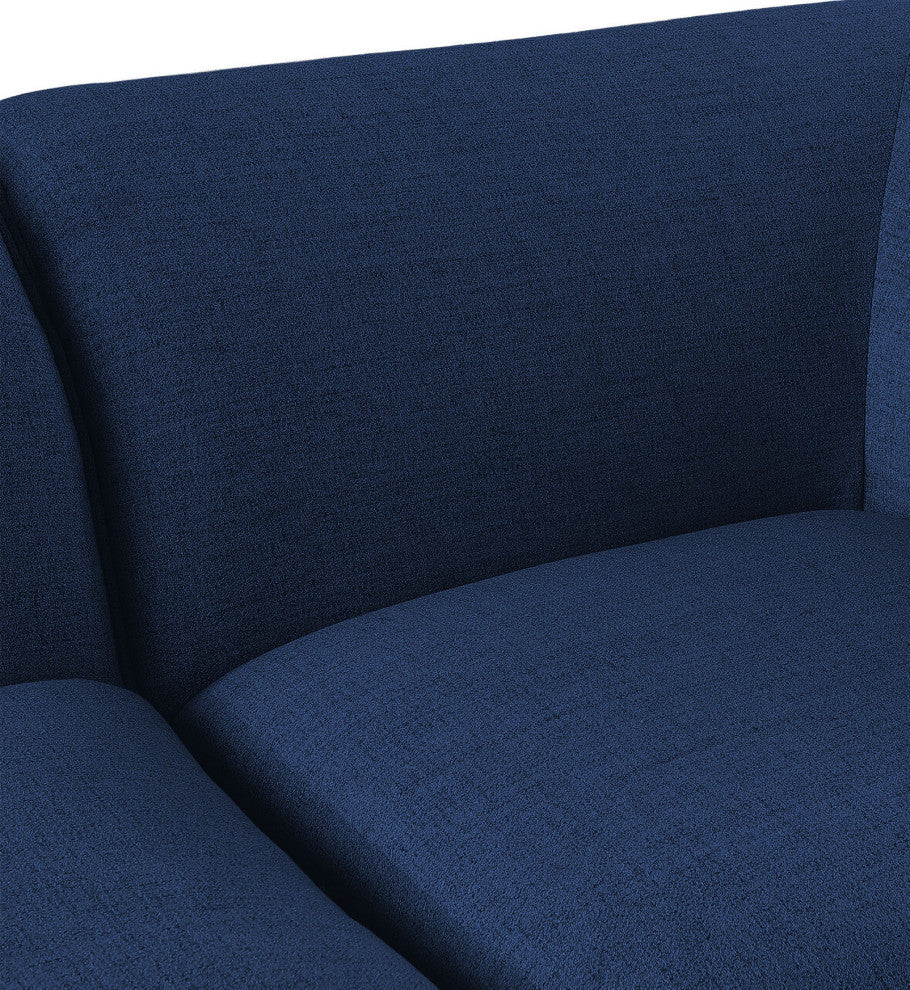 Miramar Linen Textured Fabric Upholstered Armless Chair, Navy