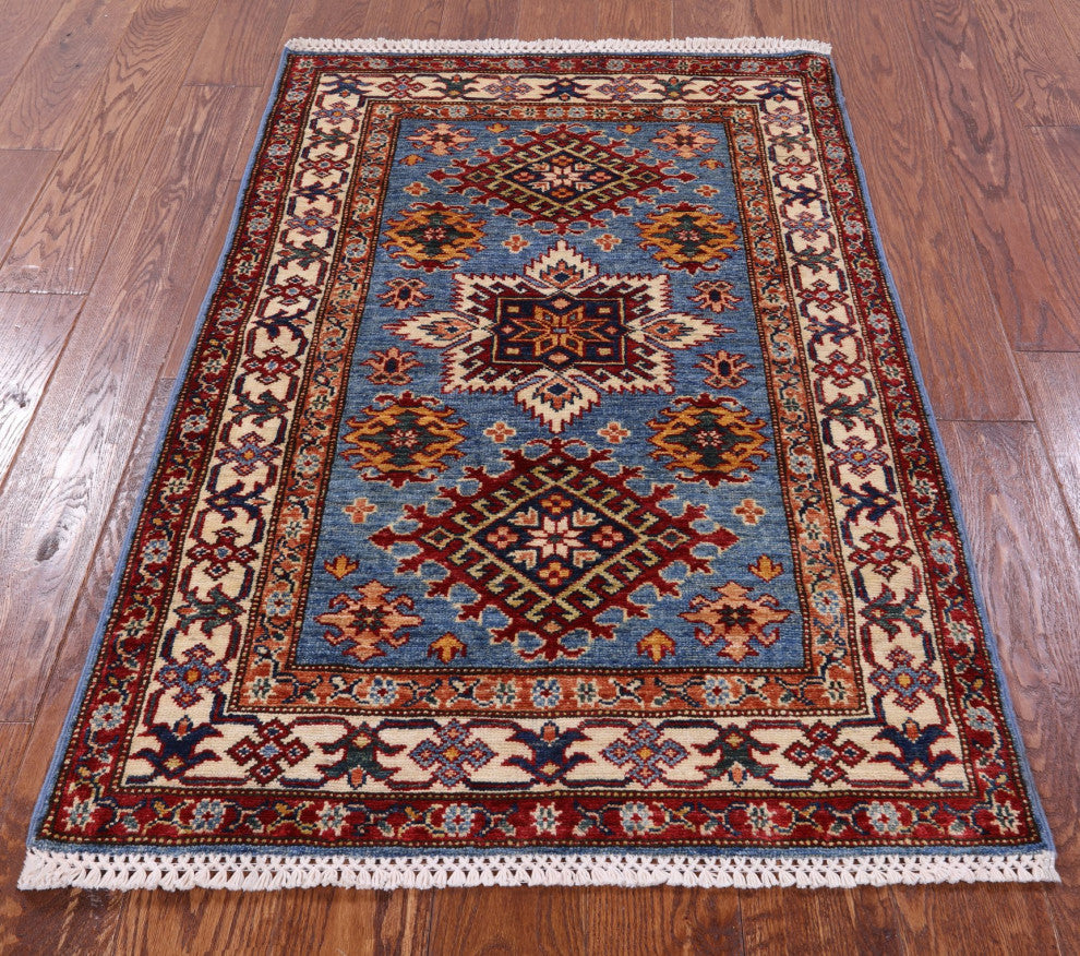 2' 10" X 4' 4" Handmade Super Kazak Wool Rug - Q12980