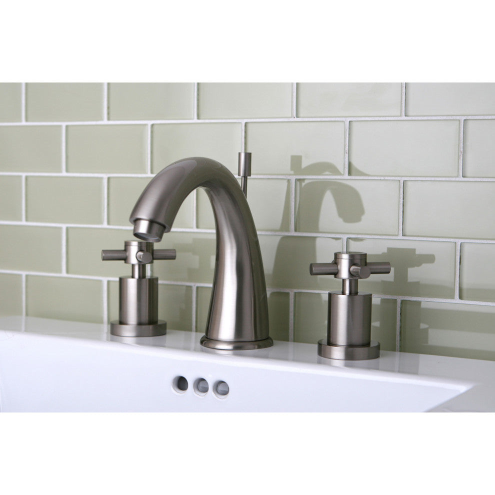 Kingston Brass Widespread Bathroom Faucet With Brass Pop-Up, Brushed Nickel