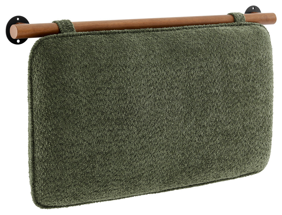 Anela Wall-Mounted Chenille Upholstered Twin Headboard, Sage Walnut