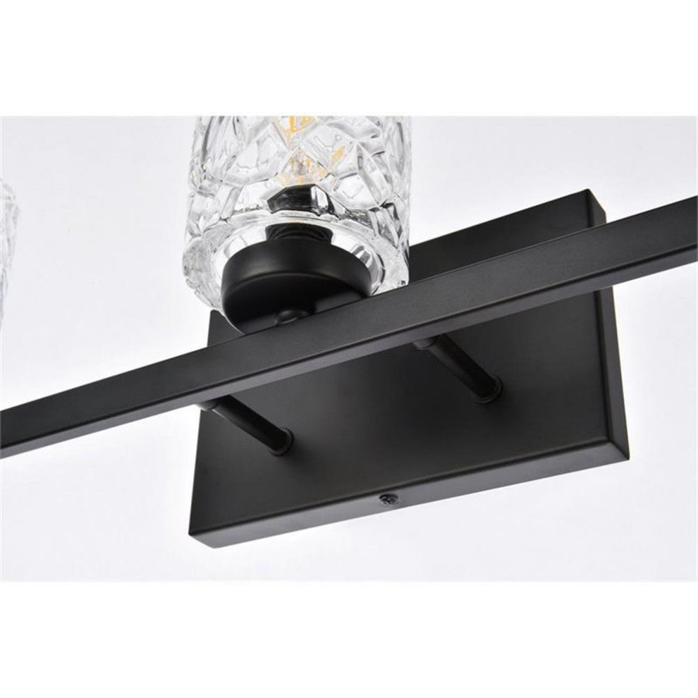 Maklaine Modern 5-Light Metal Bath Sconce in Black and Clear Finish