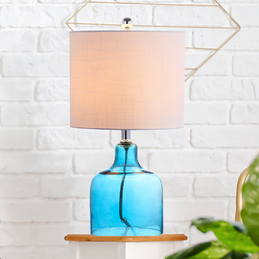 Gemma 19" Glass Bell Table Lamp, Moroccan Blue