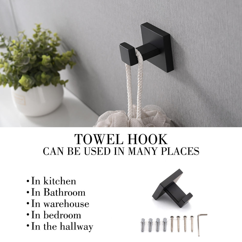 5-Piece Decorative Bathroom Hardware Set , Matte Black