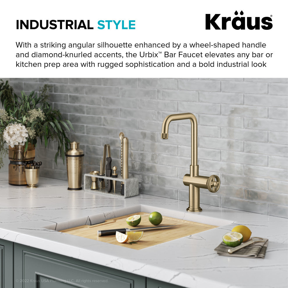 Urbix Bridge Kitchen Faucet, Brushed Gold, Kpf-3127bg