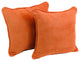 18" Double-Corded Microsuede Square Throw Pillows Set of 2, Tangerine Dream
