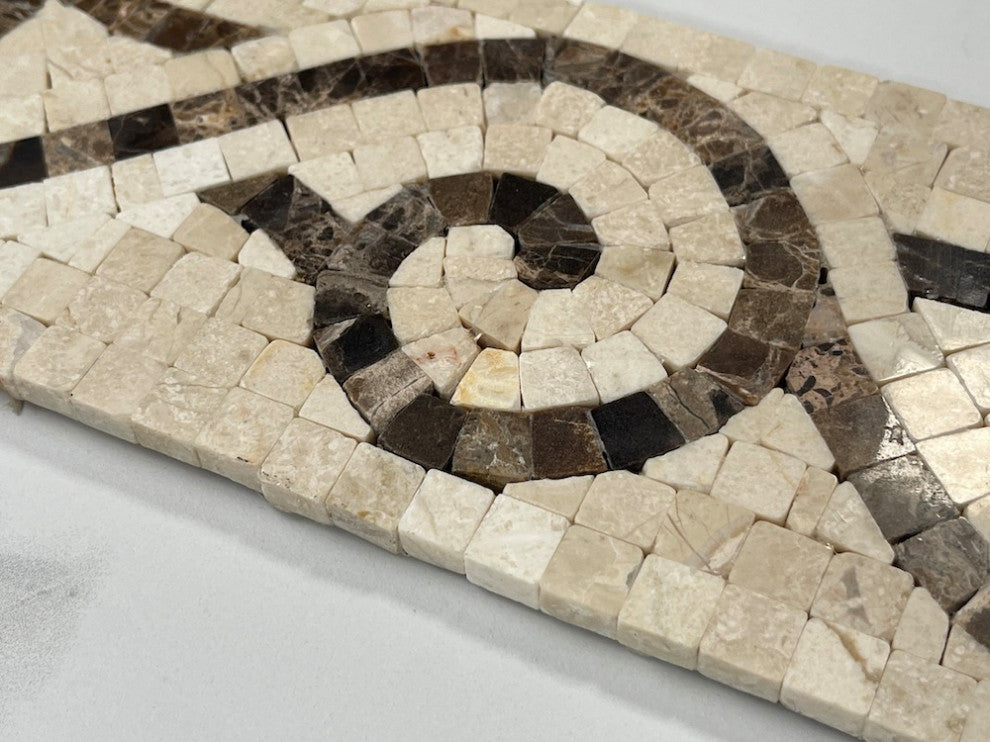 Marble Mosaic Border Bathroom Listello Tile Vine Crema 4x12 Polished, 1 piece