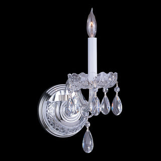 1-Light Sconce, Polished Chrome, Clear Hand-Cut Crystals