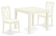 3Pc Dinette Set, Square Kitchen Table, Two Dining Chairs, Linen White Finish