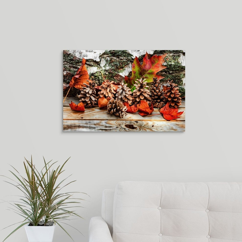 "Pine Cones for Fall" Wrapped Canvas Art Print, 24"x16"x1.5"