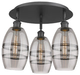 Ballston-Vaz 3-Light 18" Flush Mount, Matte Black, Light Smoke