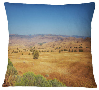 Prairie With Bright Blue Sky Landscape Printed Throw Pillow, 18"x18"