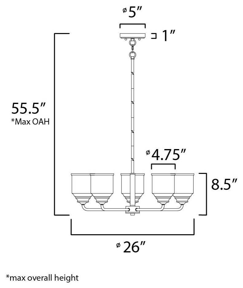 Maxim 12266CD Acadia 5 Light 26"W Chandelier - Satin Nickel