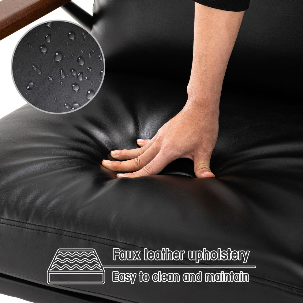 Set of 2 Black Leatherette Accent Armchair
