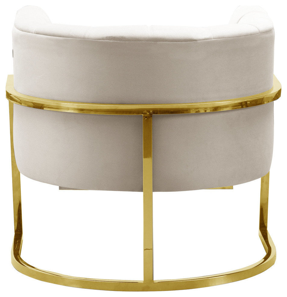 Magnolia Spotted Cream Chair with Gold - Cream