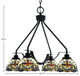 Odyssey 4 Light, Chandelier In Matte Black Finish With 7" Earth Star Art Glass