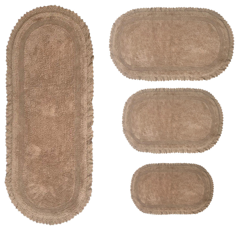 Auburn Bath Rug, 4 Piece Set 17"x24", 21"x34", 21"x54", 24"x40", Linen